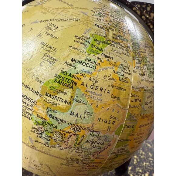 Handcrafted Elephant Globe With Gold Speckled Base & Vintage Map Design - Picture 4 of 12